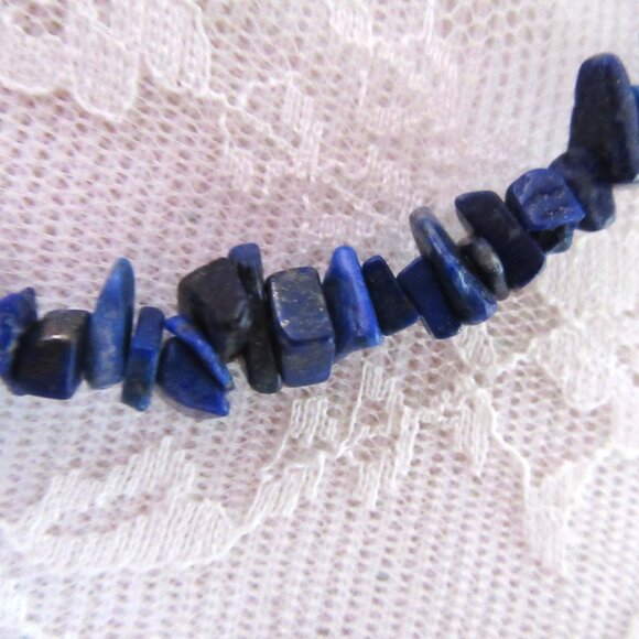 Vintage blue lapis lazuli chunky stone choker necklace - Picture 2 of 4